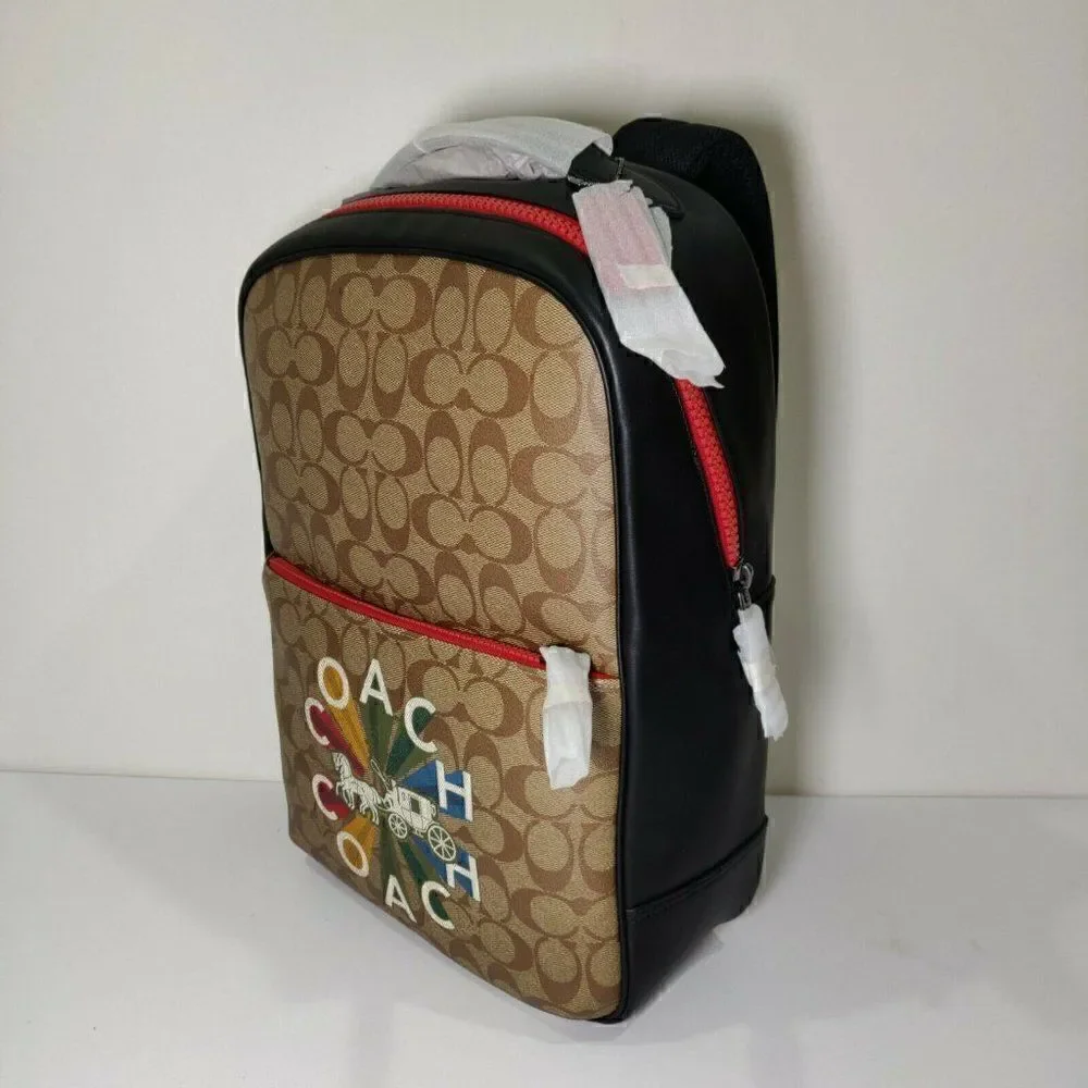 NWT C6856 Coach Westway Backpack In Signature Canvas Radial Rainbow